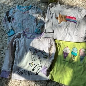 2T little girls unicorn theme bundle set of girl toddler tops and shirts